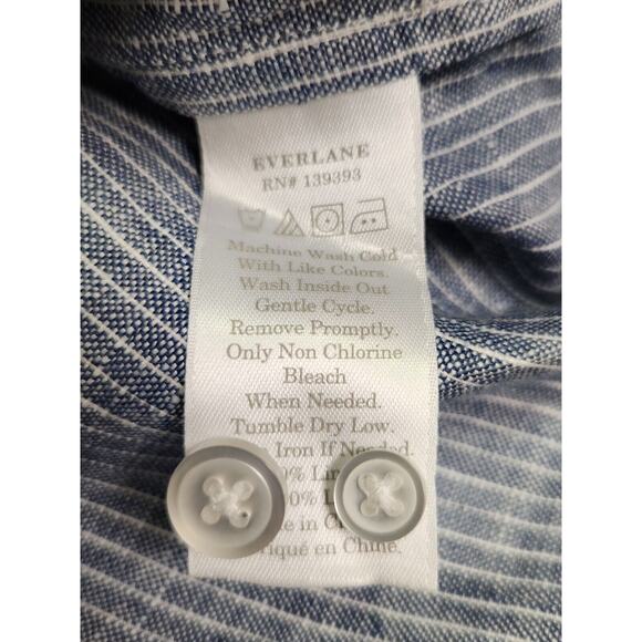 Everlane The Classic Short-Sleeve Shirt in Linen Striped Blue Size M - Picture 5 of 7